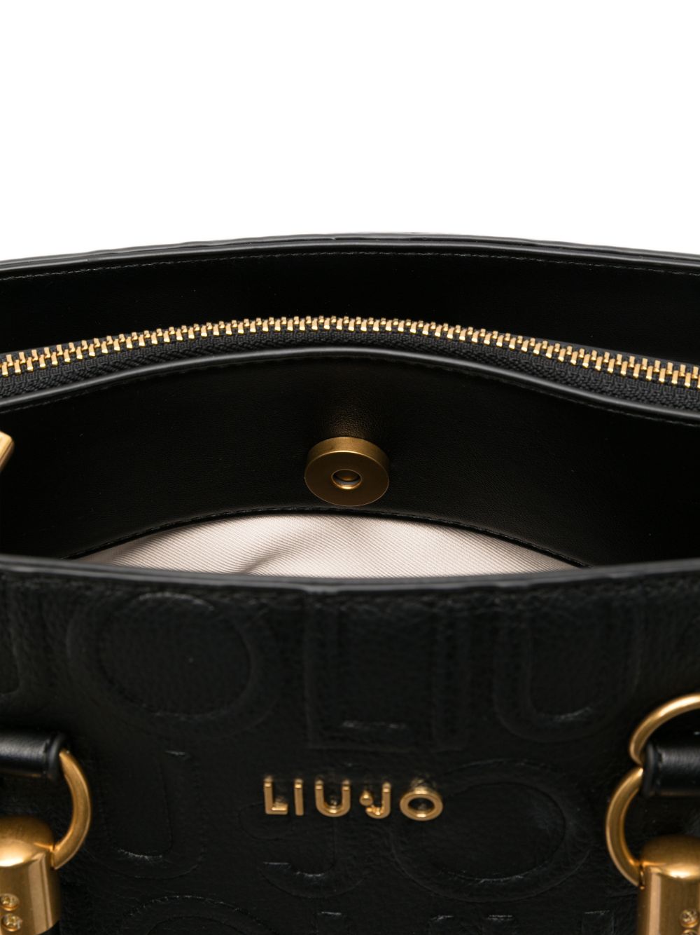 LIUJO Borsa a mano nera small con logo in rilievo all-over