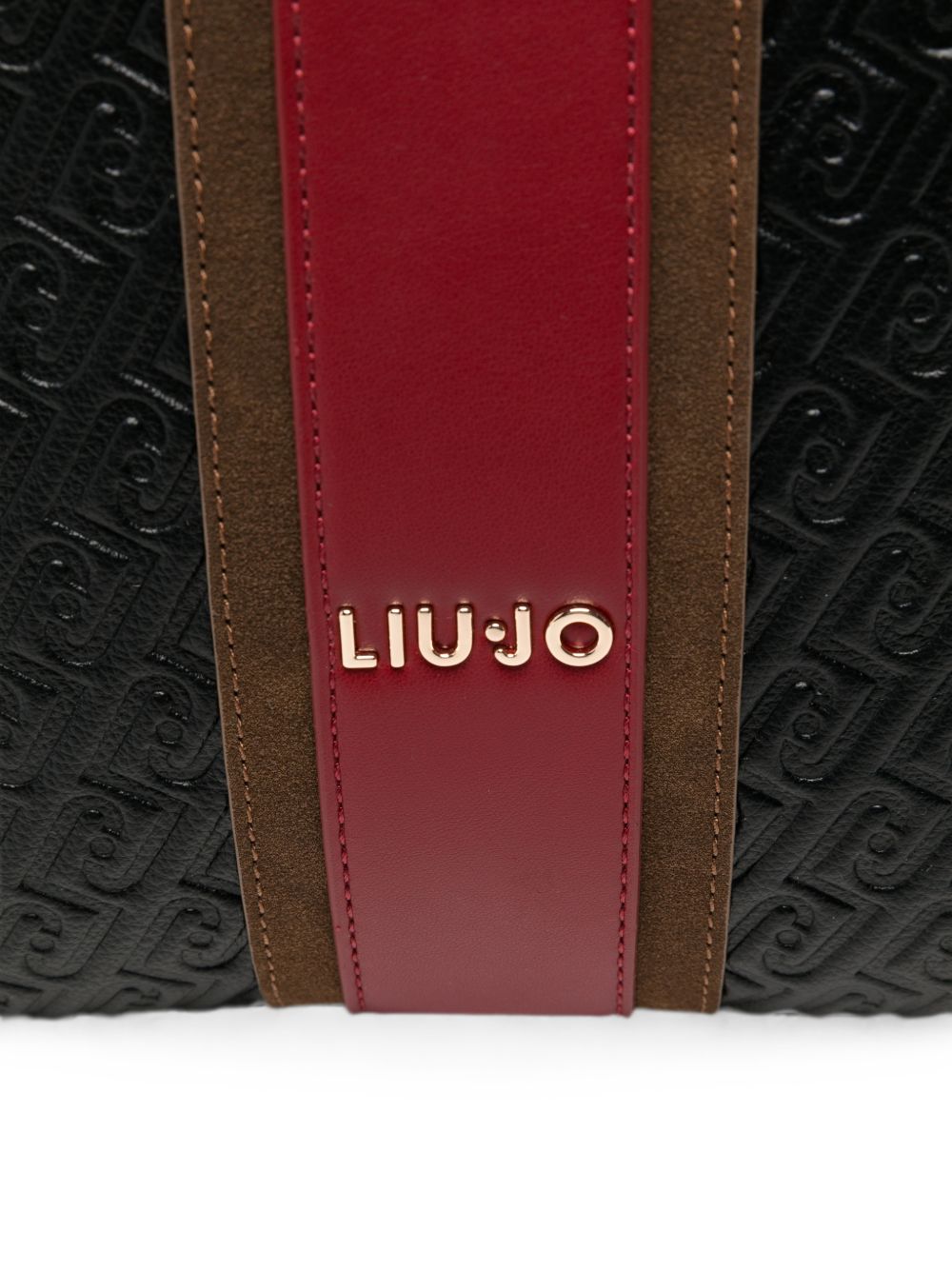 LIUJO Borsa nera in simil-pelle con logo impresso all-over