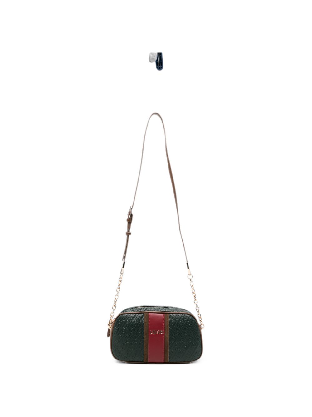 LIUJO Mini borsa tote a mano verde con logo impresso all-over