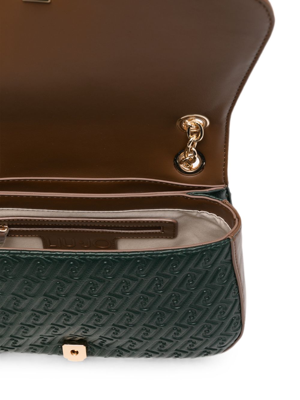 LIUJO Borsa a tracolla verde in simil-pelle con rifiniture marroni e rosse