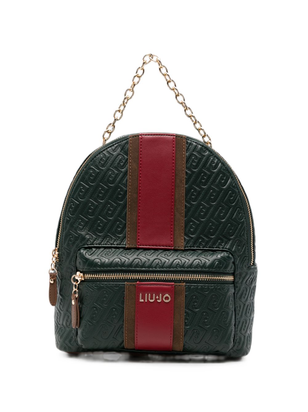 LIUJO Zainetto verde in simil-pelle con logo e dettaglio rosso