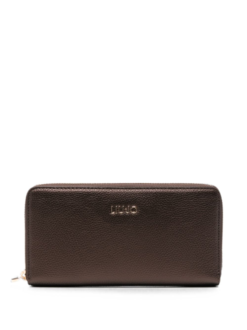 LIUJO Portafoglio marrone in ecopelle con placca logo