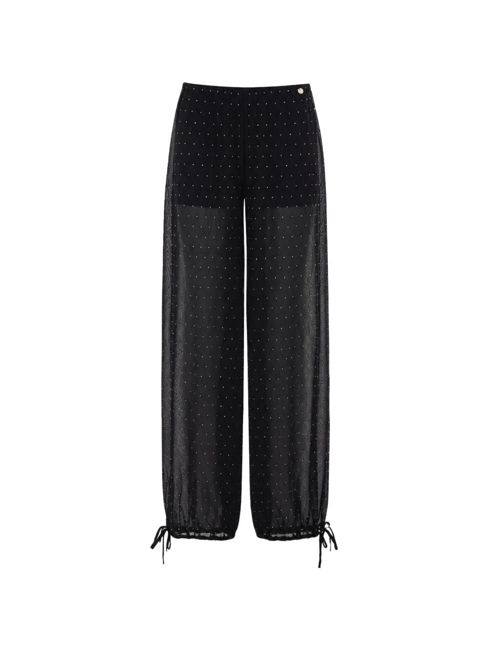 LIUJO Pantaloni neri semitrasparenti con strass