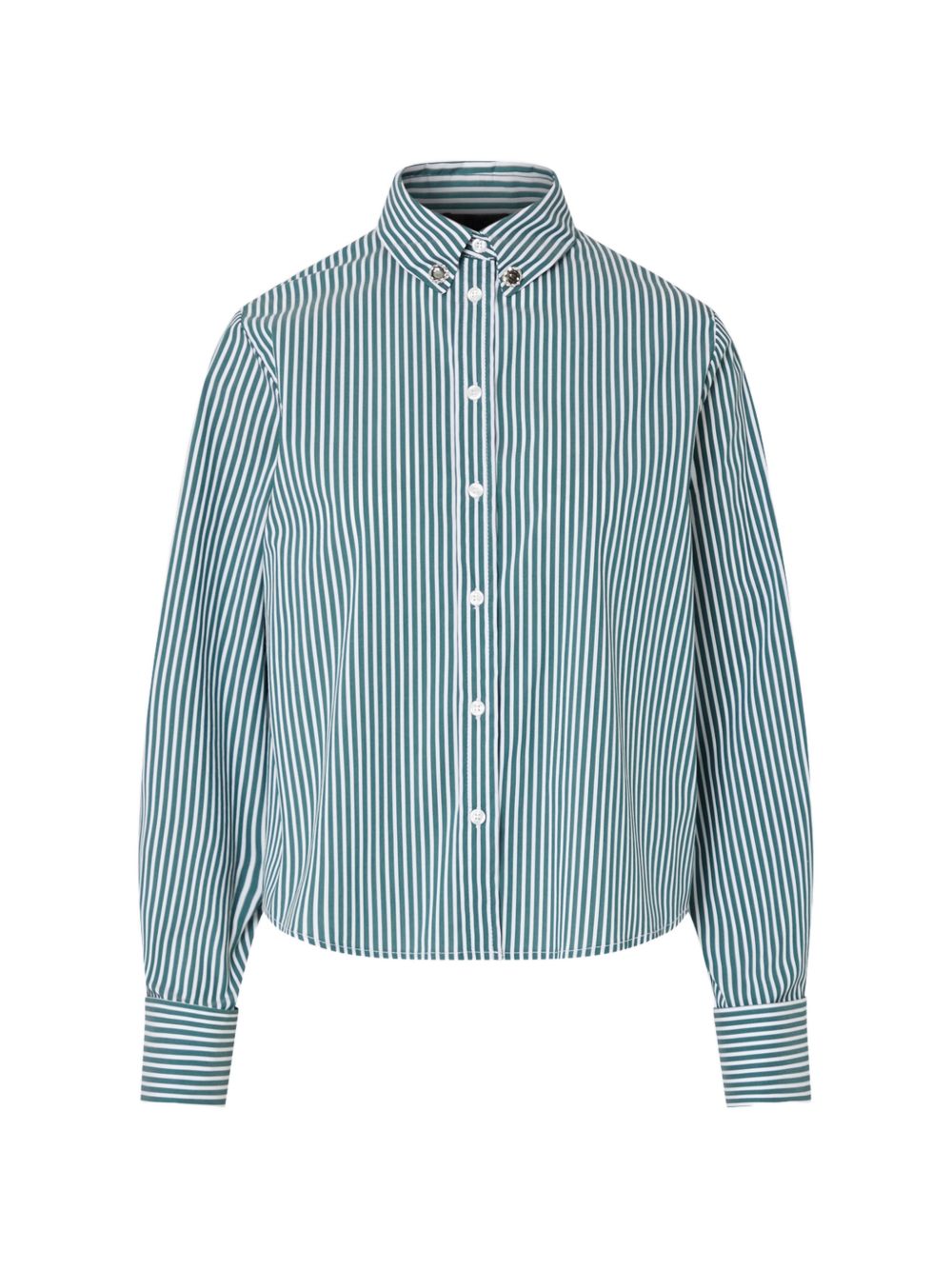LIUJO Camicia a righe verde e bianca in cotone
