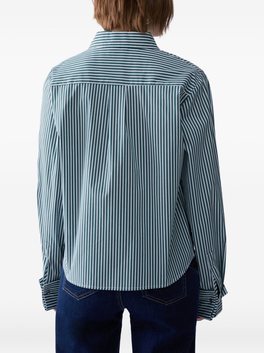 LIUJO Camicia a righe verde e bianca in cotone