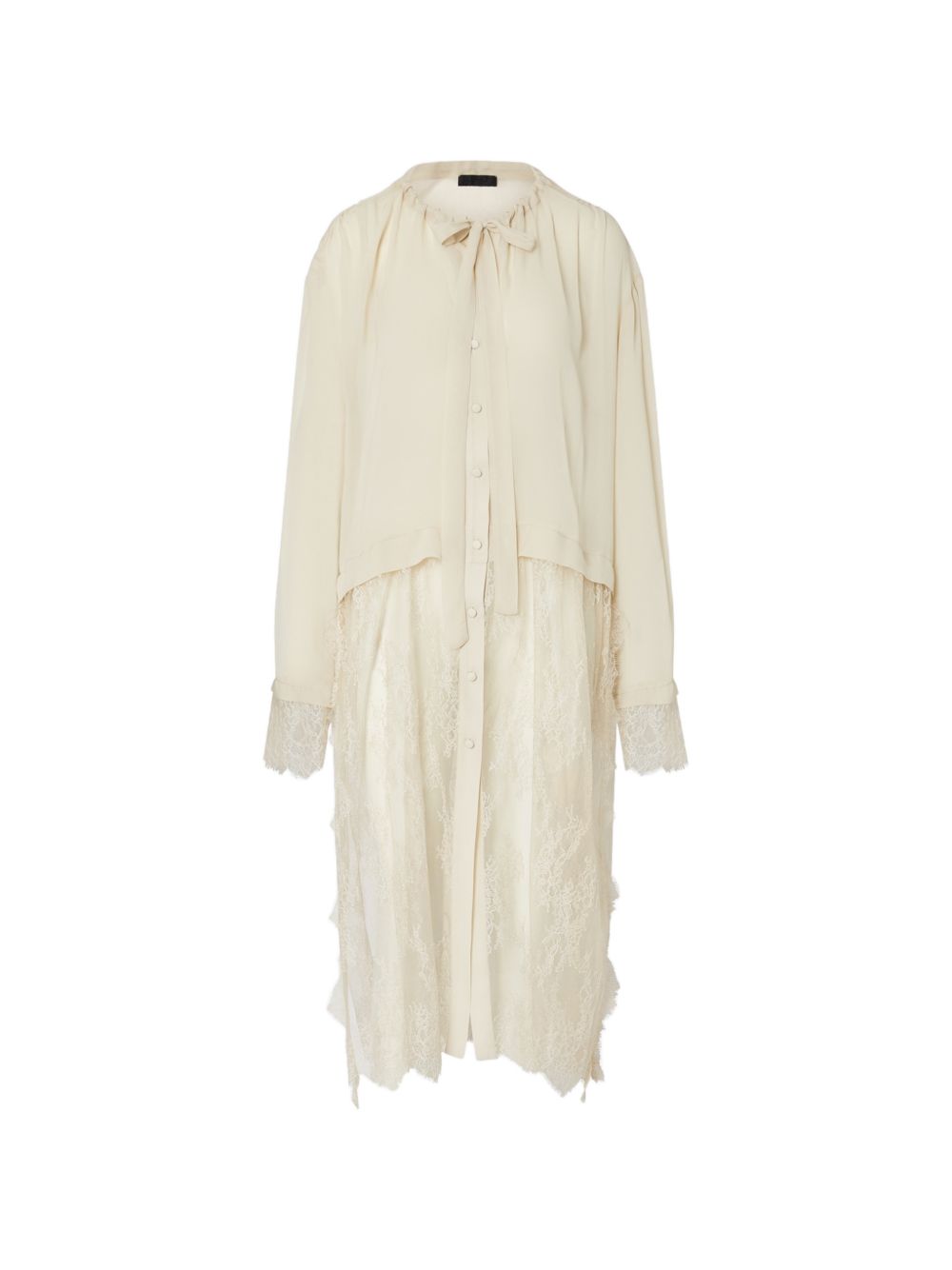 LIUJO Camicia bianca con velo lungo in pizzo trasparente