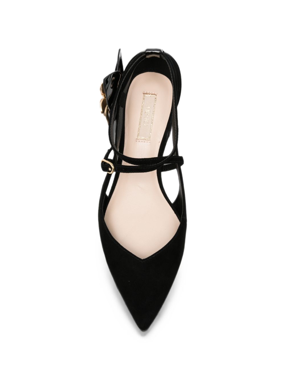 LIUJO Ballerine nere con dettagli cut-out e maxi fiore