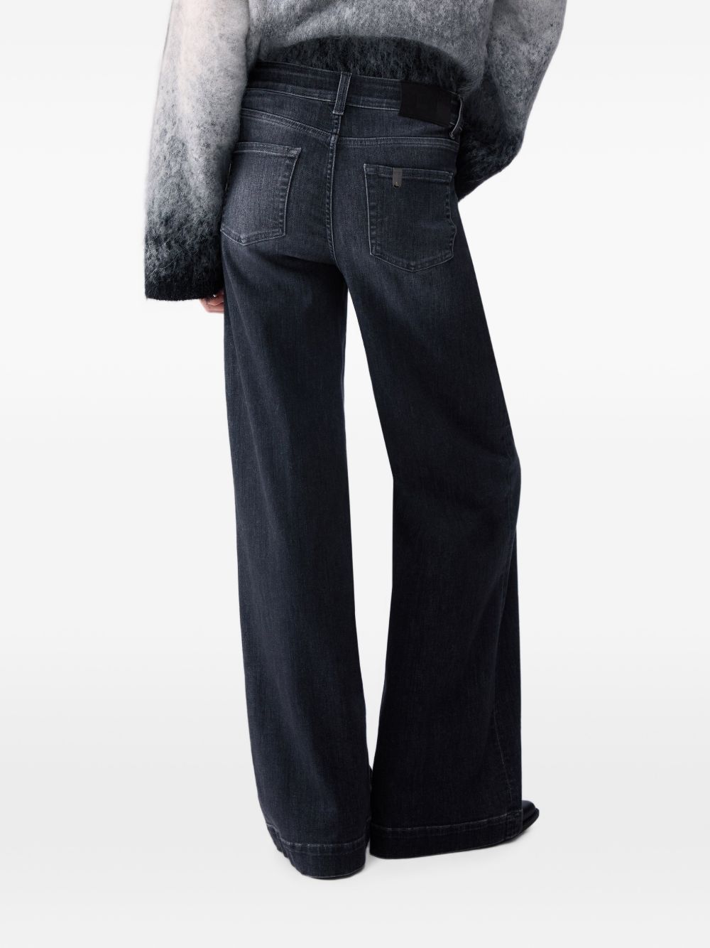 LIUJO Jeans neri wide leg con effetto wash