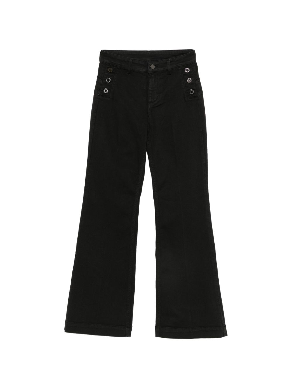 LIUJO Jeans neri wide leg svasati a vita alta