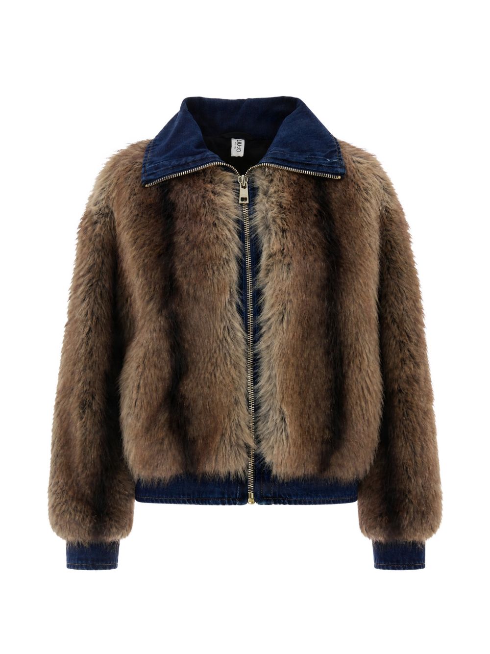 LIUJO Giacca in denim con ecopelliccia