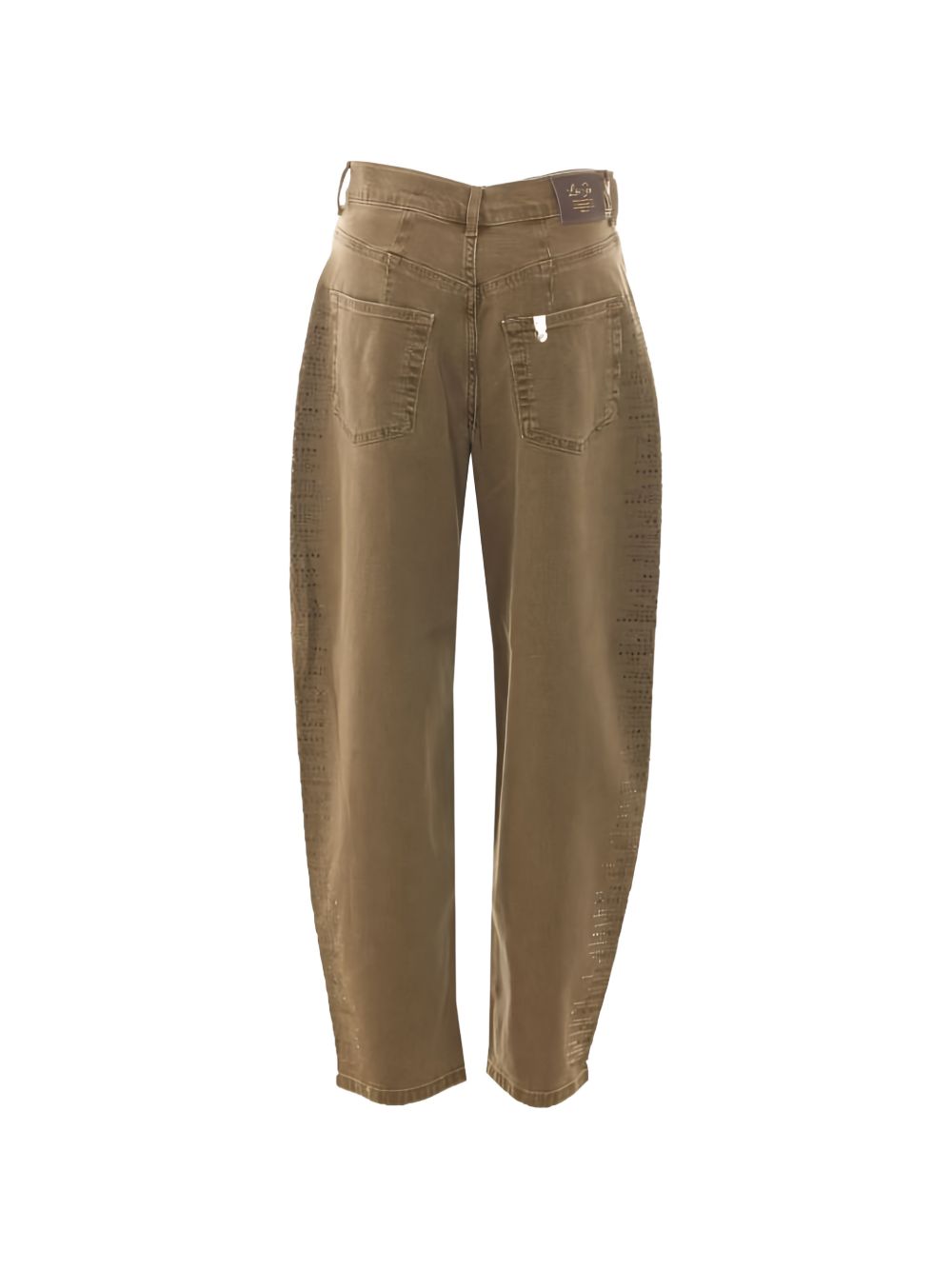 LIUJO Jeans beige a vita alta con gamba barrel e tasche