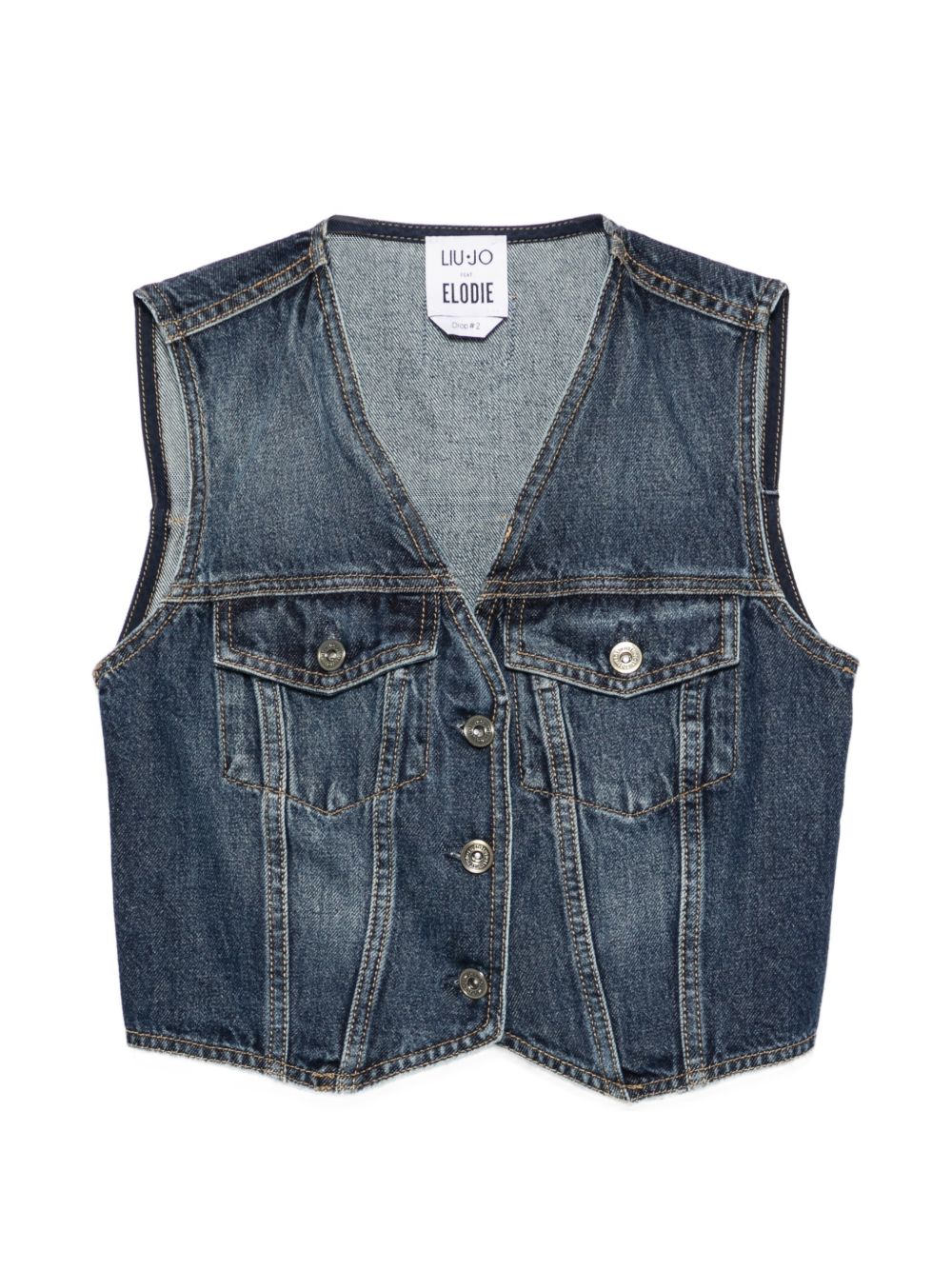 LIUJO Gilet in denim con tasche sul petto