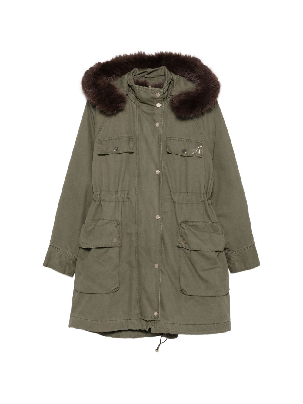 LIUJO Parka verde oliva con tasche e cappuccio