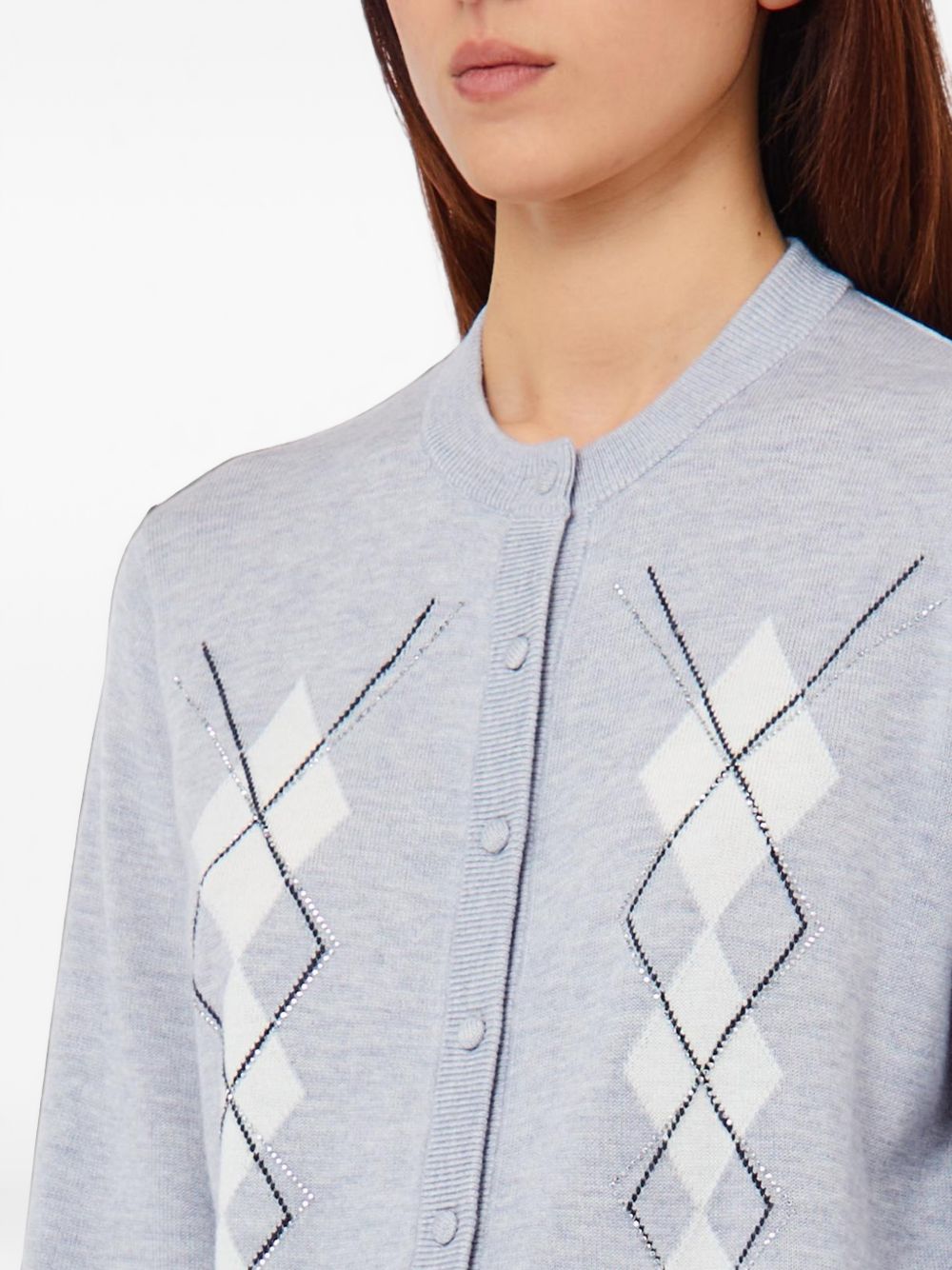 LIUJO Cardigan grigio chiaro con motivo a rombi