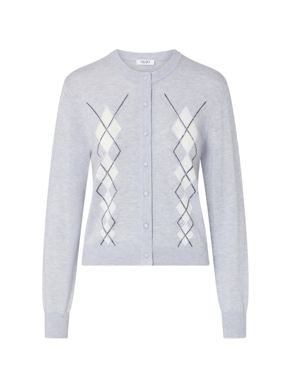 LIUJO Cardigan grigio chiaro con motivo a rombi
