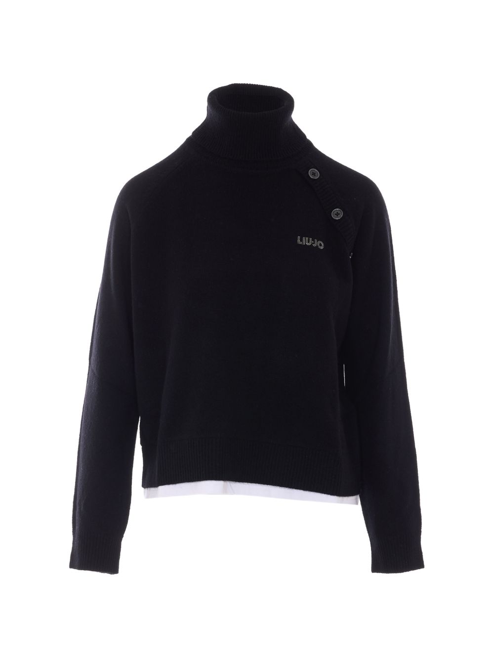 LIUJO Maglia nera a collo alto in lana