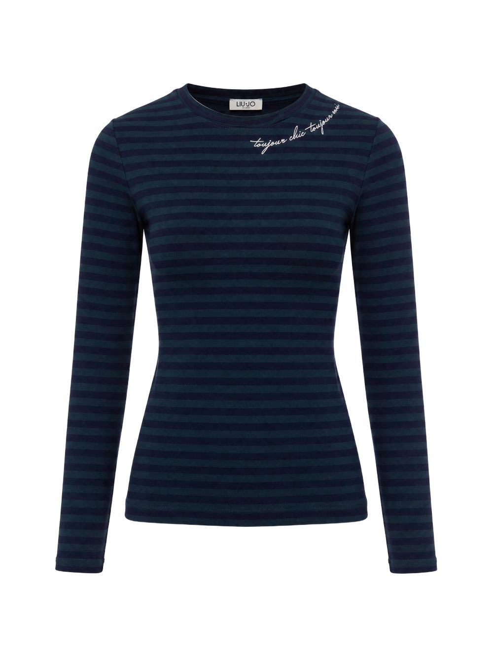 LIUJO T-shirt a righe blu e verdi a maniche lunghe