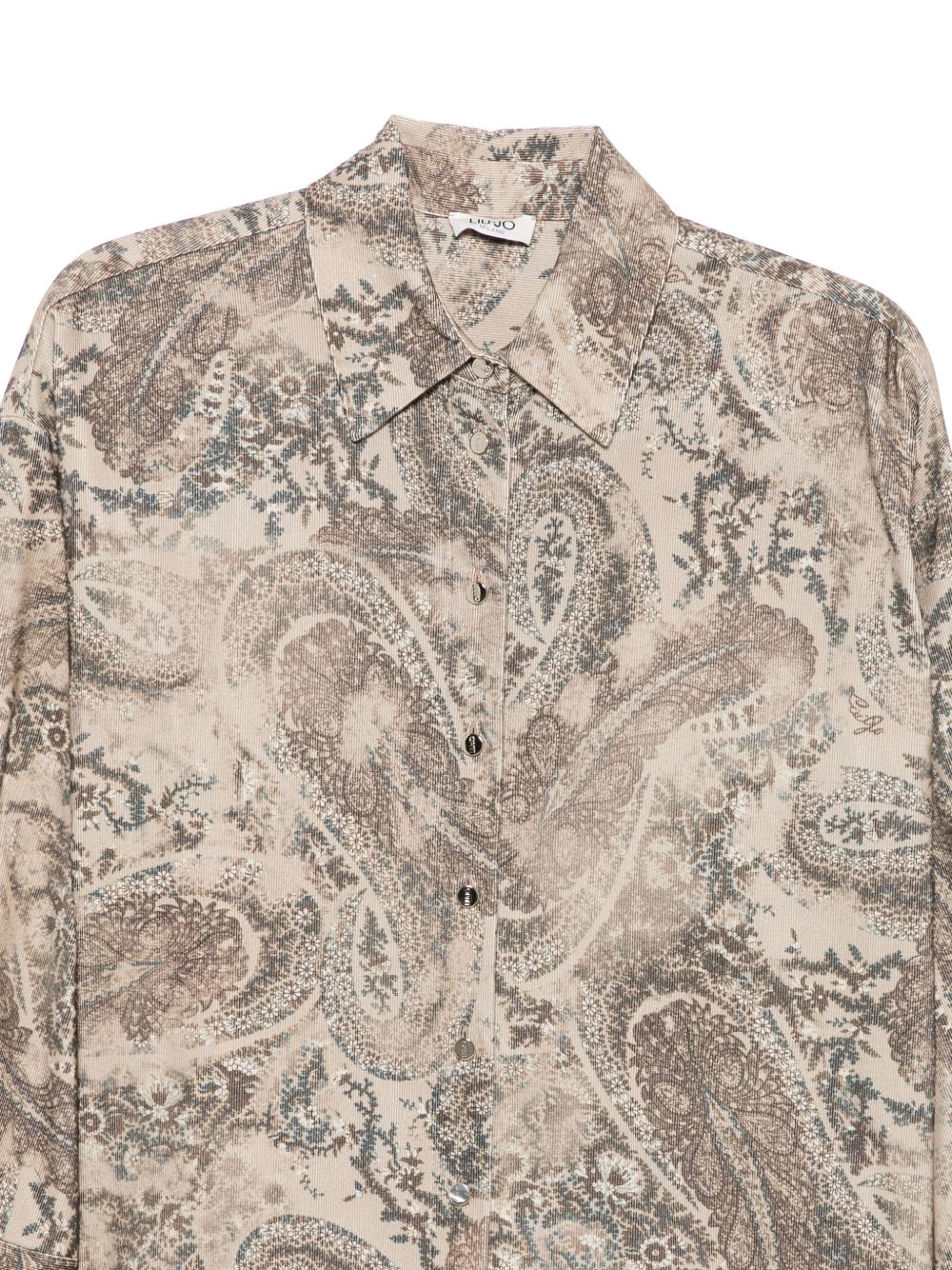 LIUJO Camicia beige con stampa floreale marrone all-over
