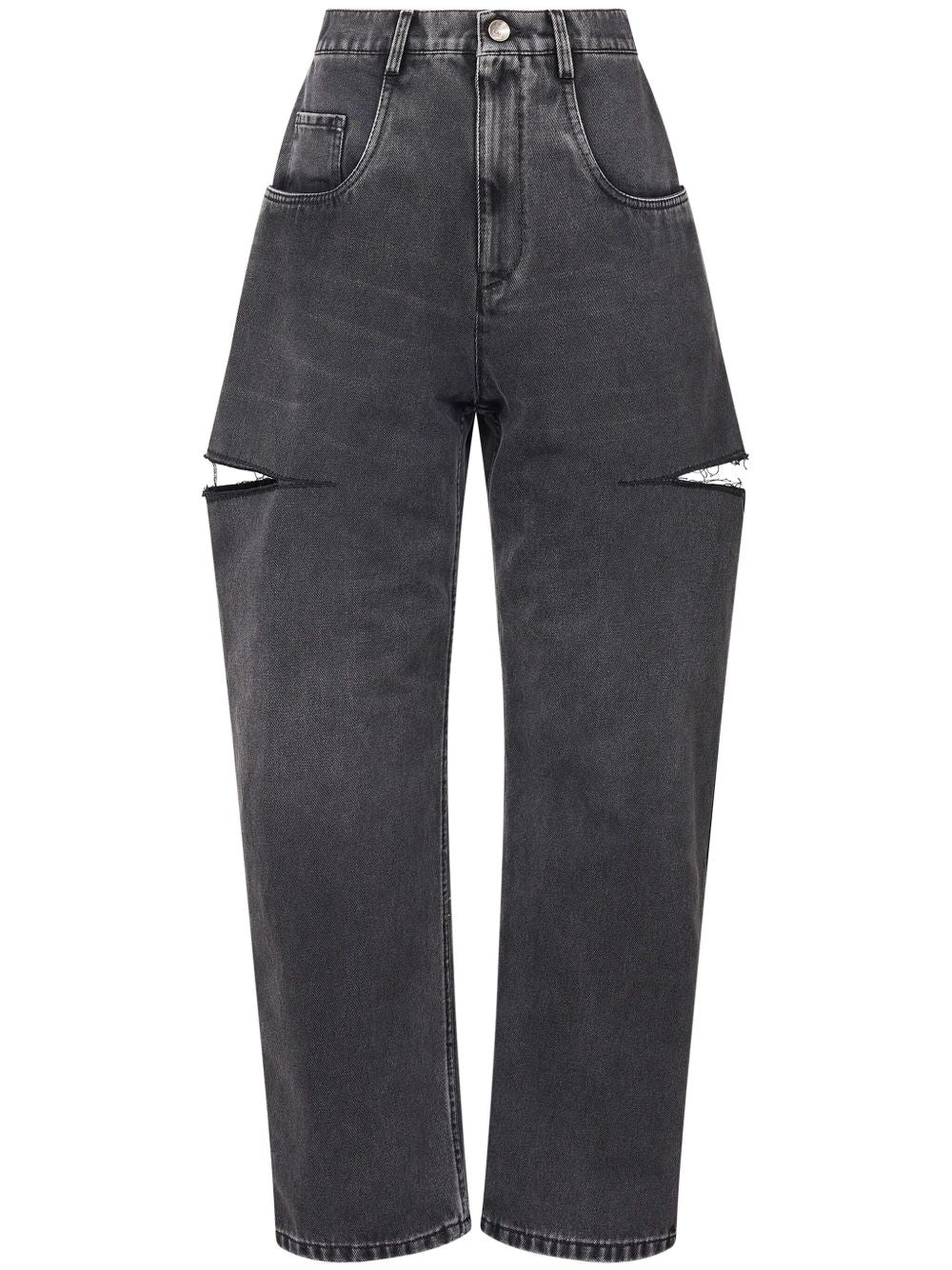 MAISON MARGIELA Jeans a vita alta con dettagli cut out sui fianchi grigi