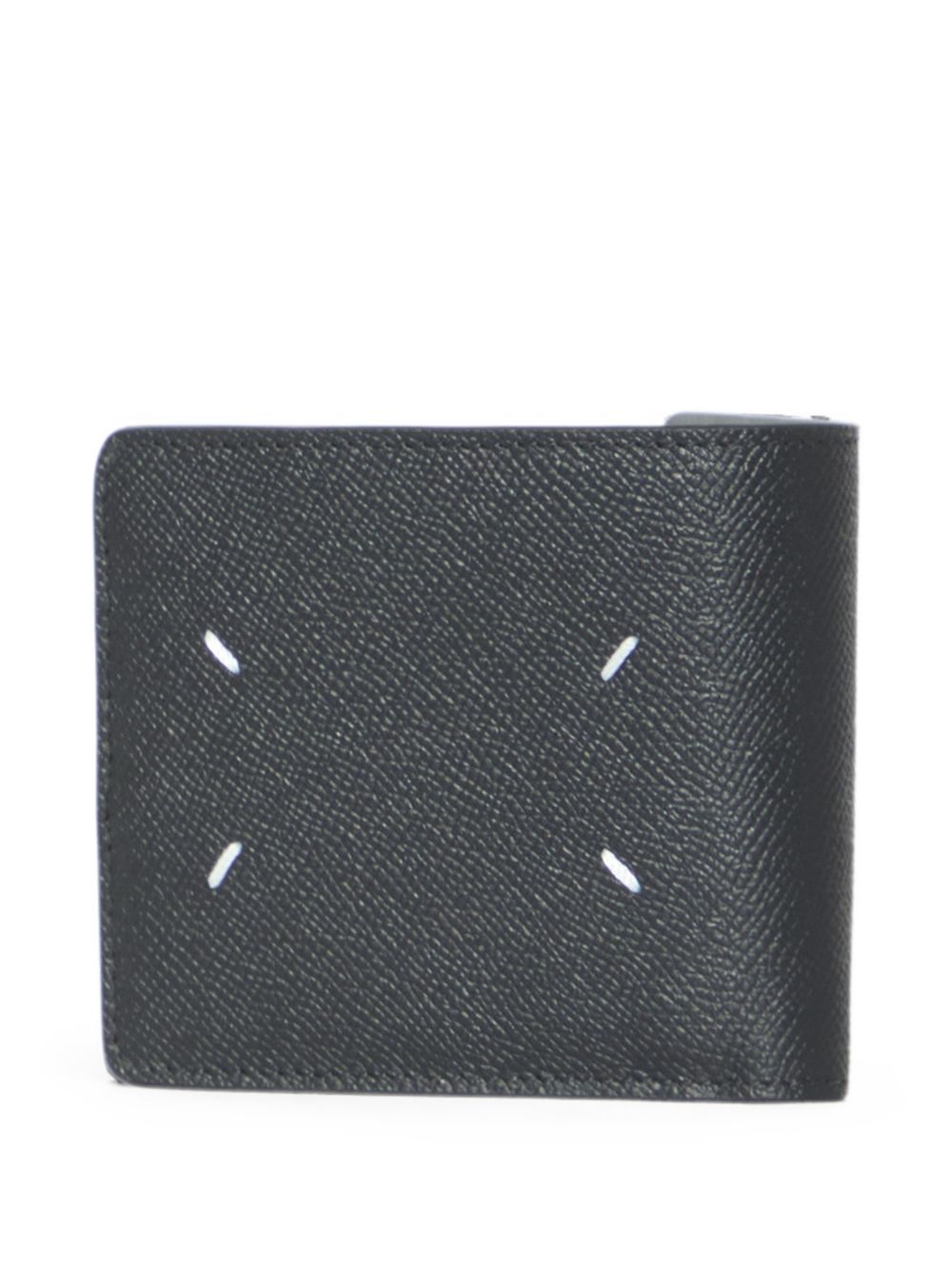 MAISON MARGIELA Portafoglio bi-fold in pelle martellata nera con Four Stitches