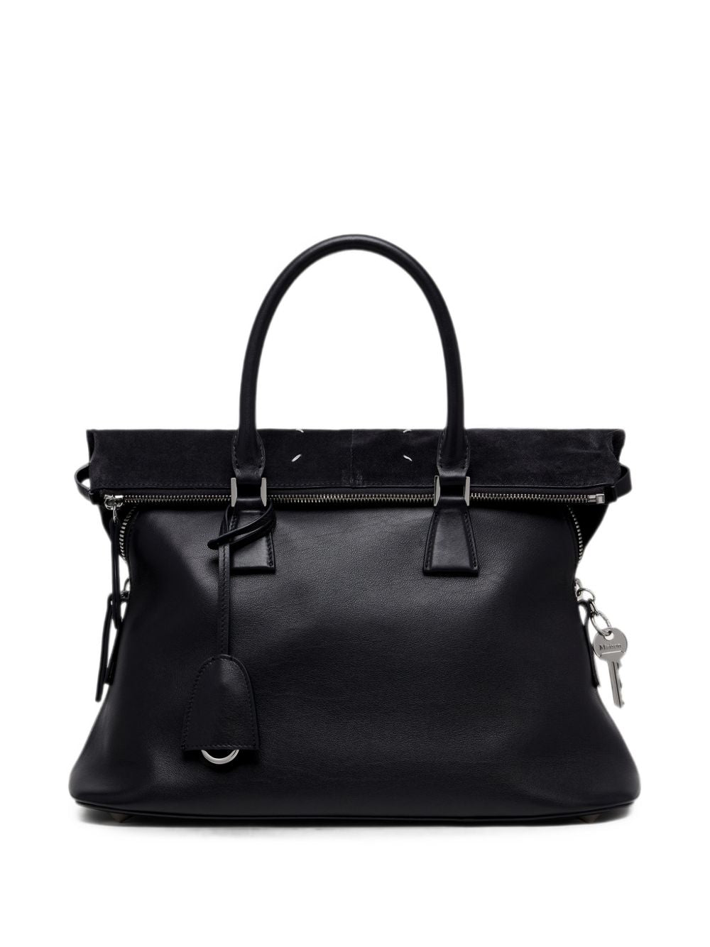 MAISON MARGIELA Borsa nera a tracolla cross body in pelle con charm chiave