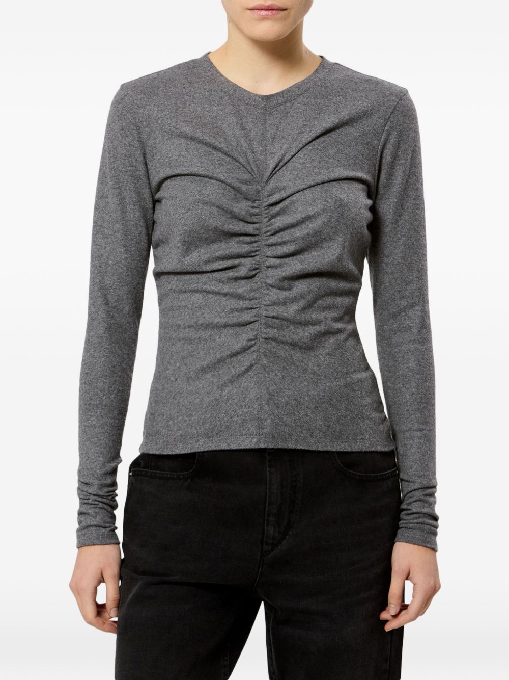 MARANT ETOILE Maglia Delesa grigio mélange in jersey di lana