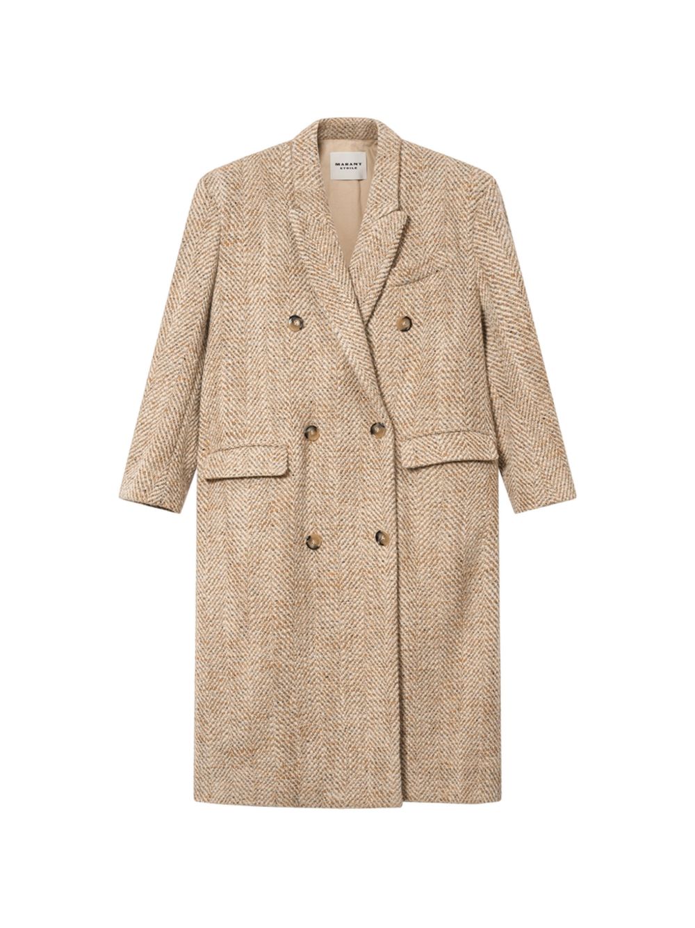 MARANT ETOILE Cappotto Pilda in lana spigata beige
