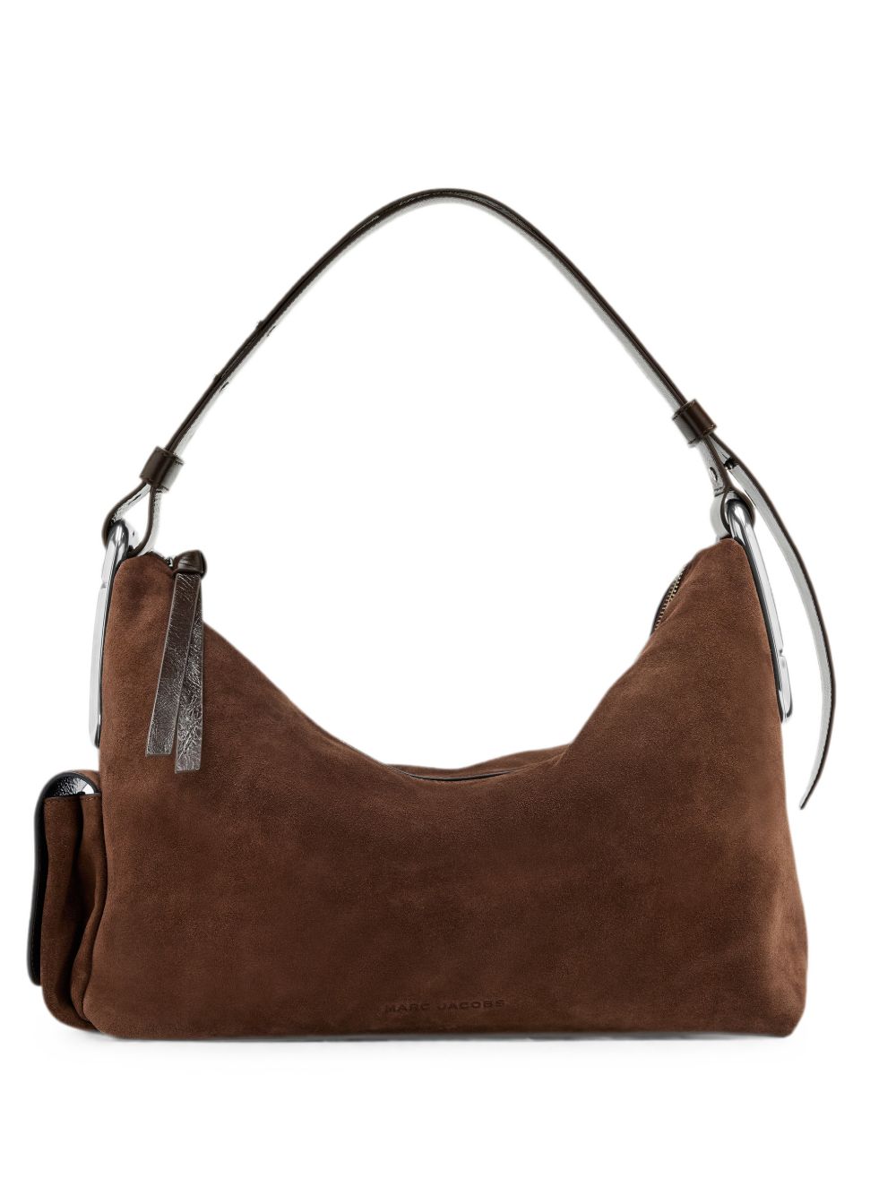 MARC JACOBS Borsa a spalla in pelle e suede marrone scuro