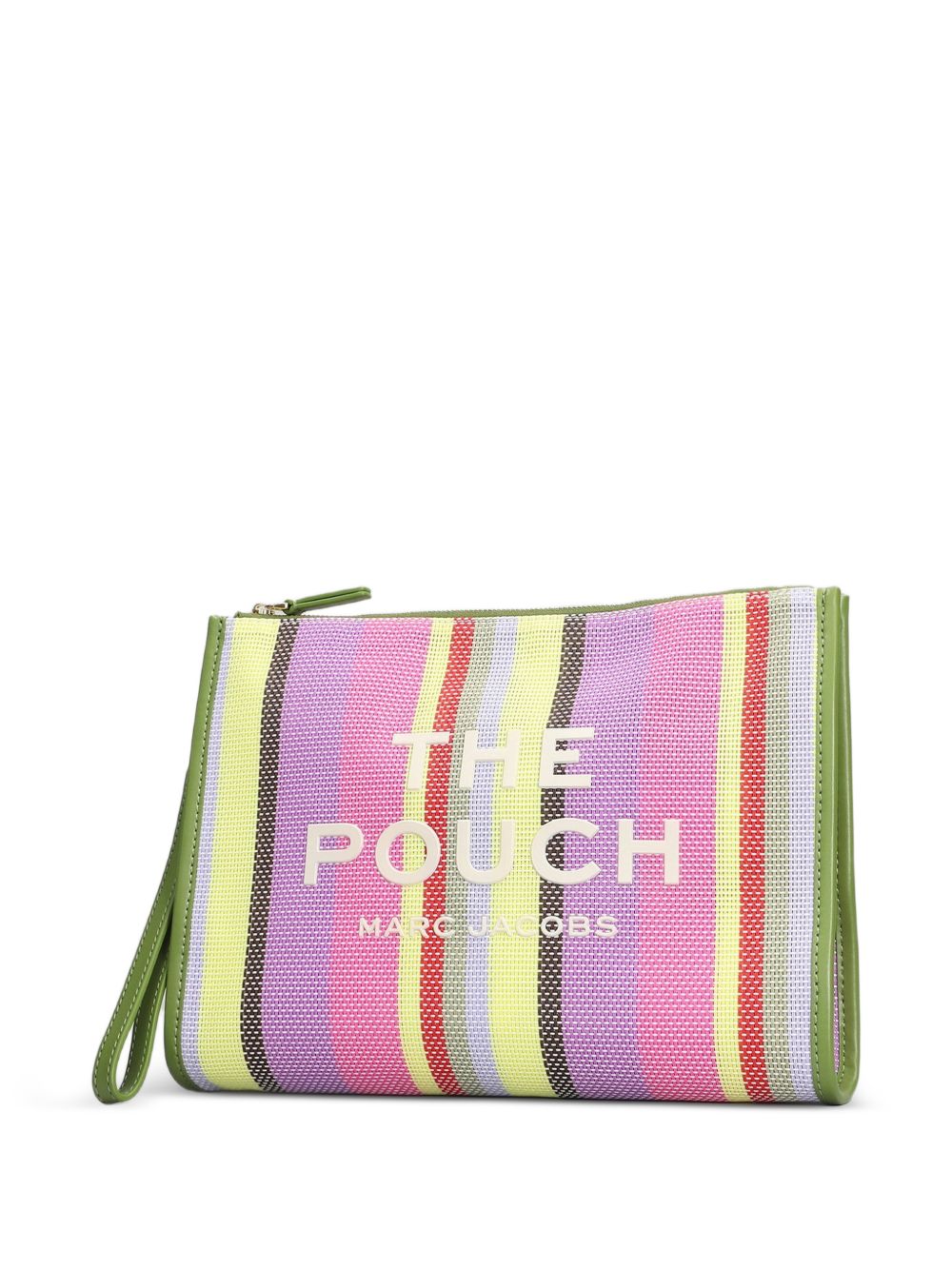 MARC JACOBS Clutch The Large Pouch in mesh a righe multicolor con logo