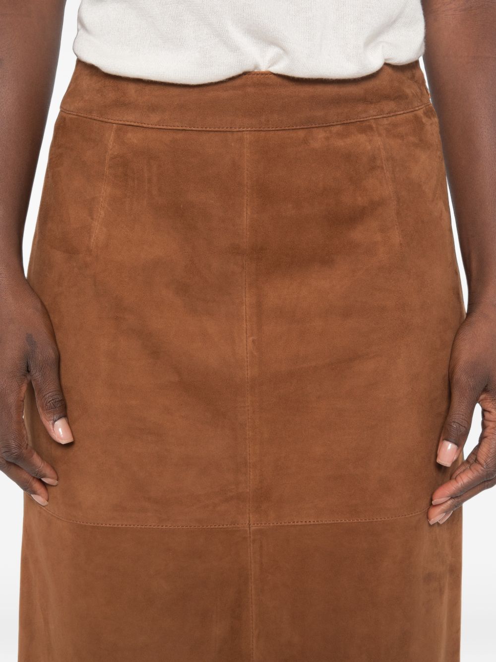 MARELLA Gonna midi a tubino in suede marrone