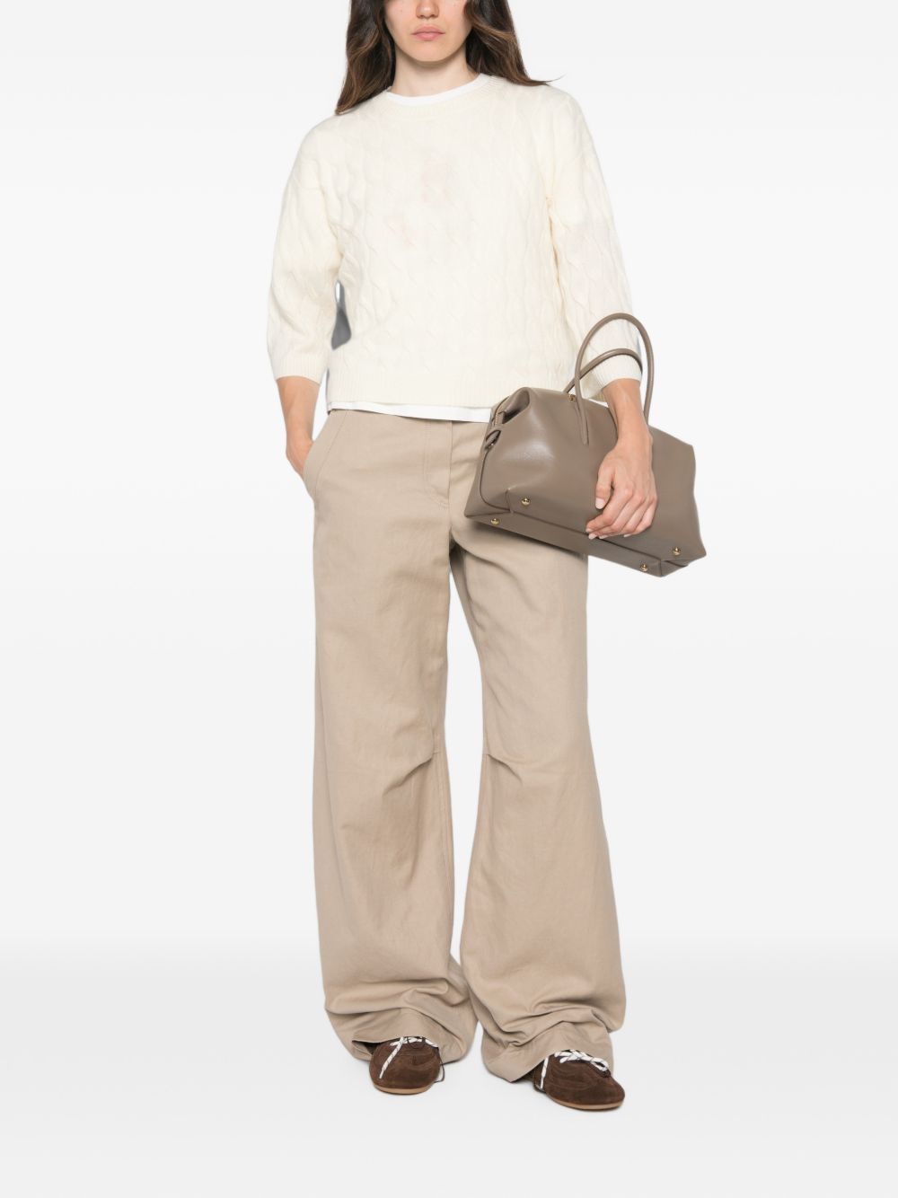 MARELLA SPORT Maglia panna Radura con trama intrecciata in lana misto cashmere