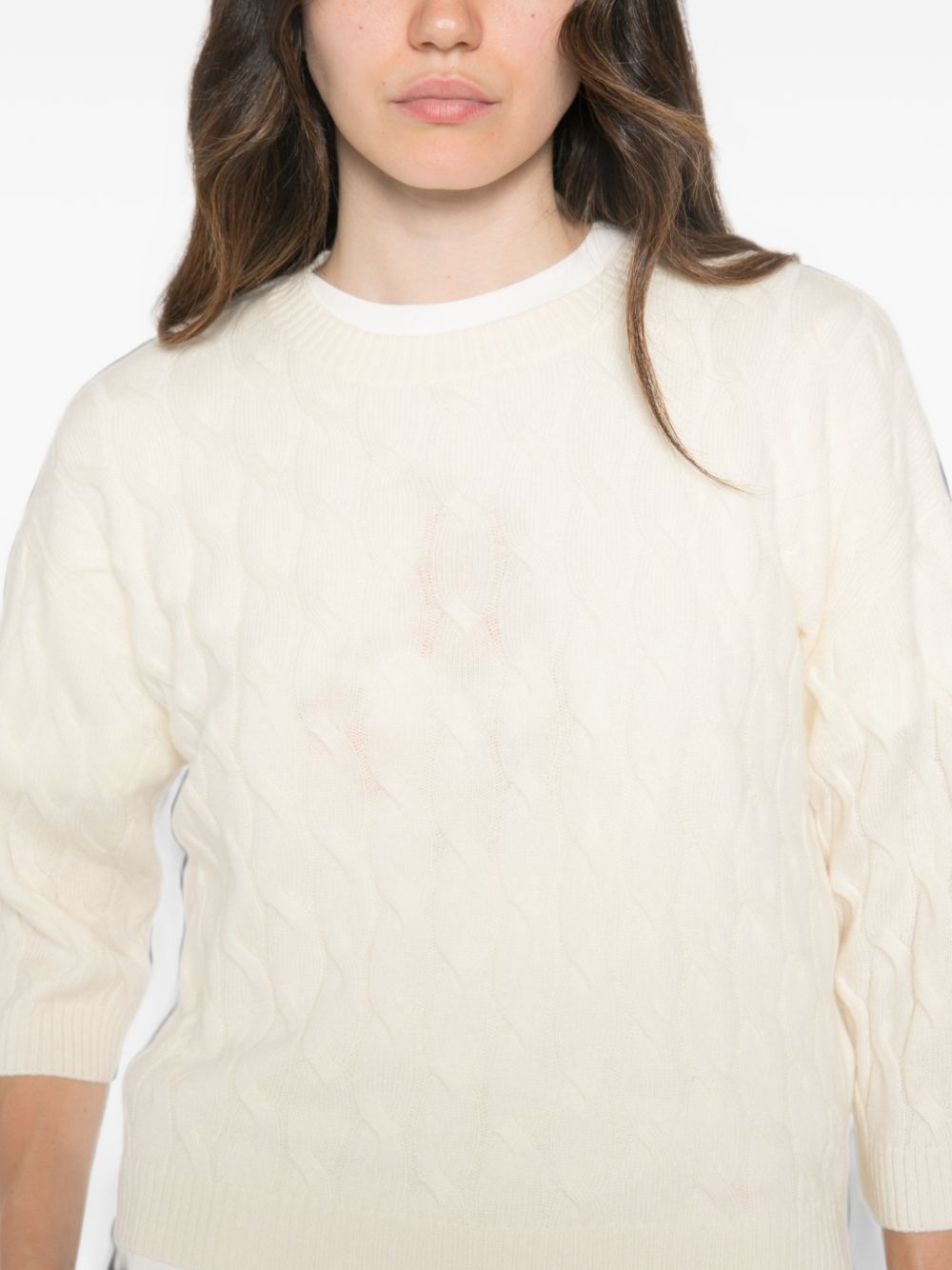 MARELLA SPORT Maglia panna Radura con trama intrecciata in lana misto cashmere
