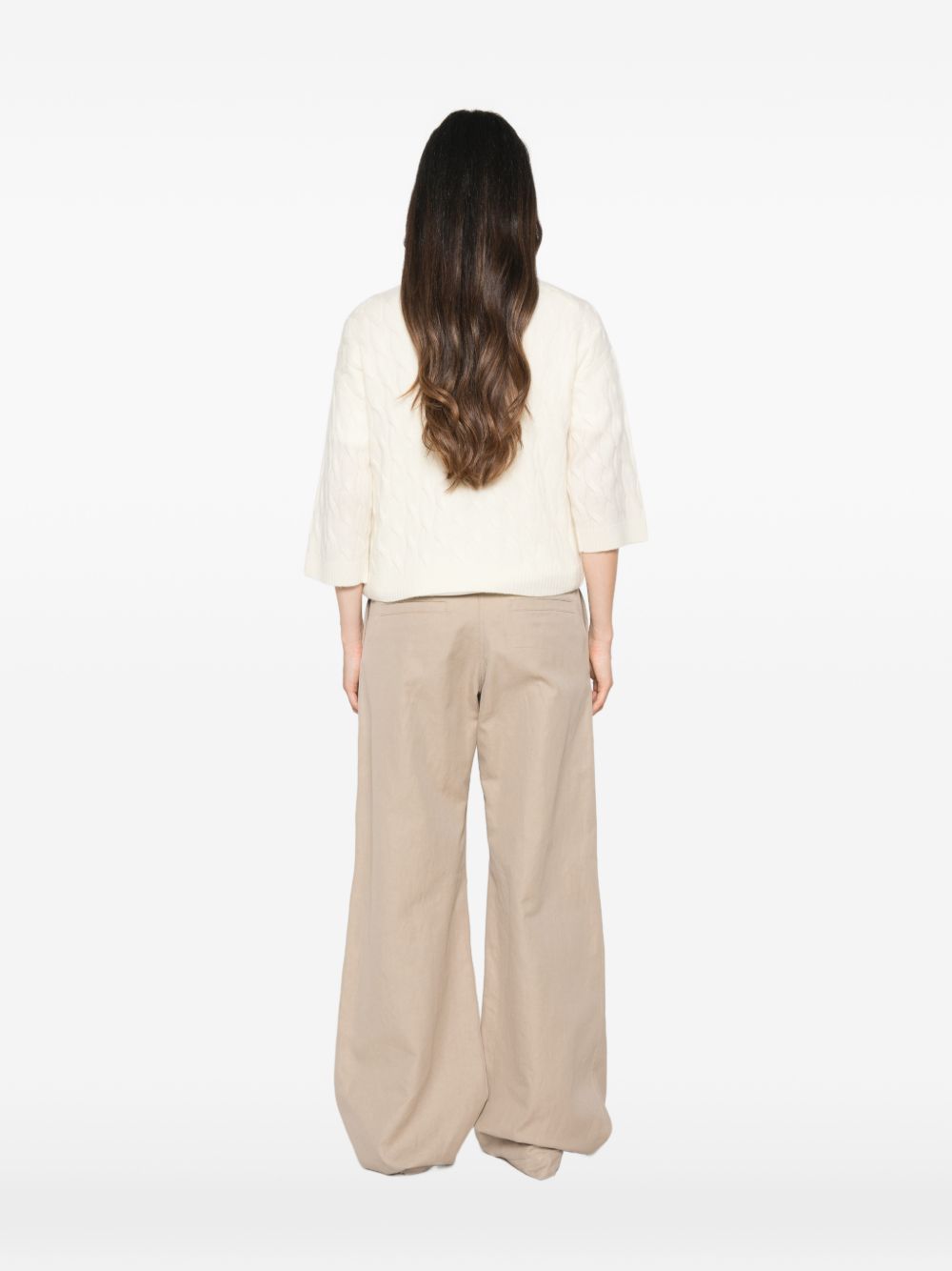 MARELLA SPORT Maglia panna Radura con trama intrecciata in lana misto cashmere