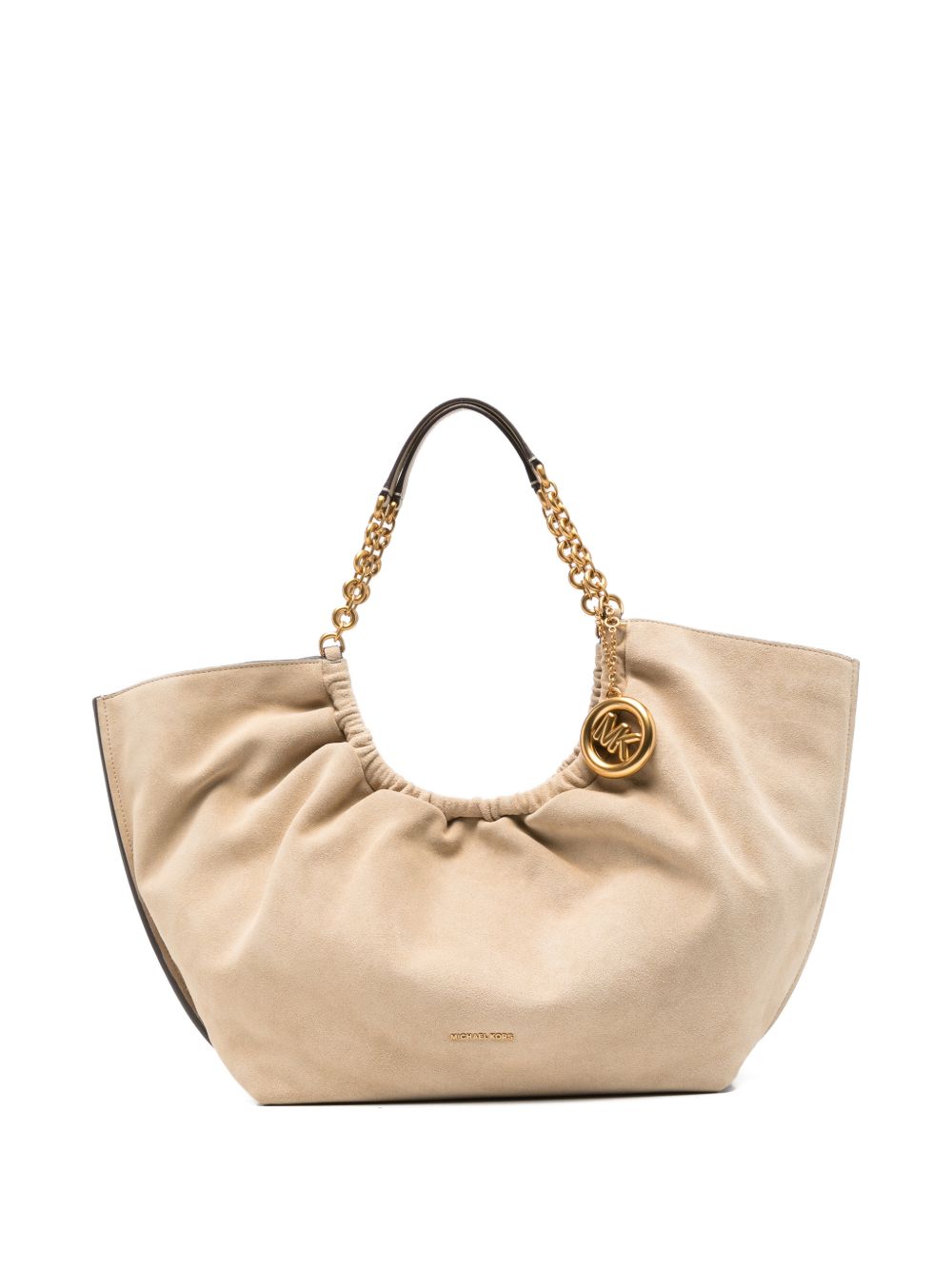MICHAEL KORS Borsa hobo in pelle beige con charm MK