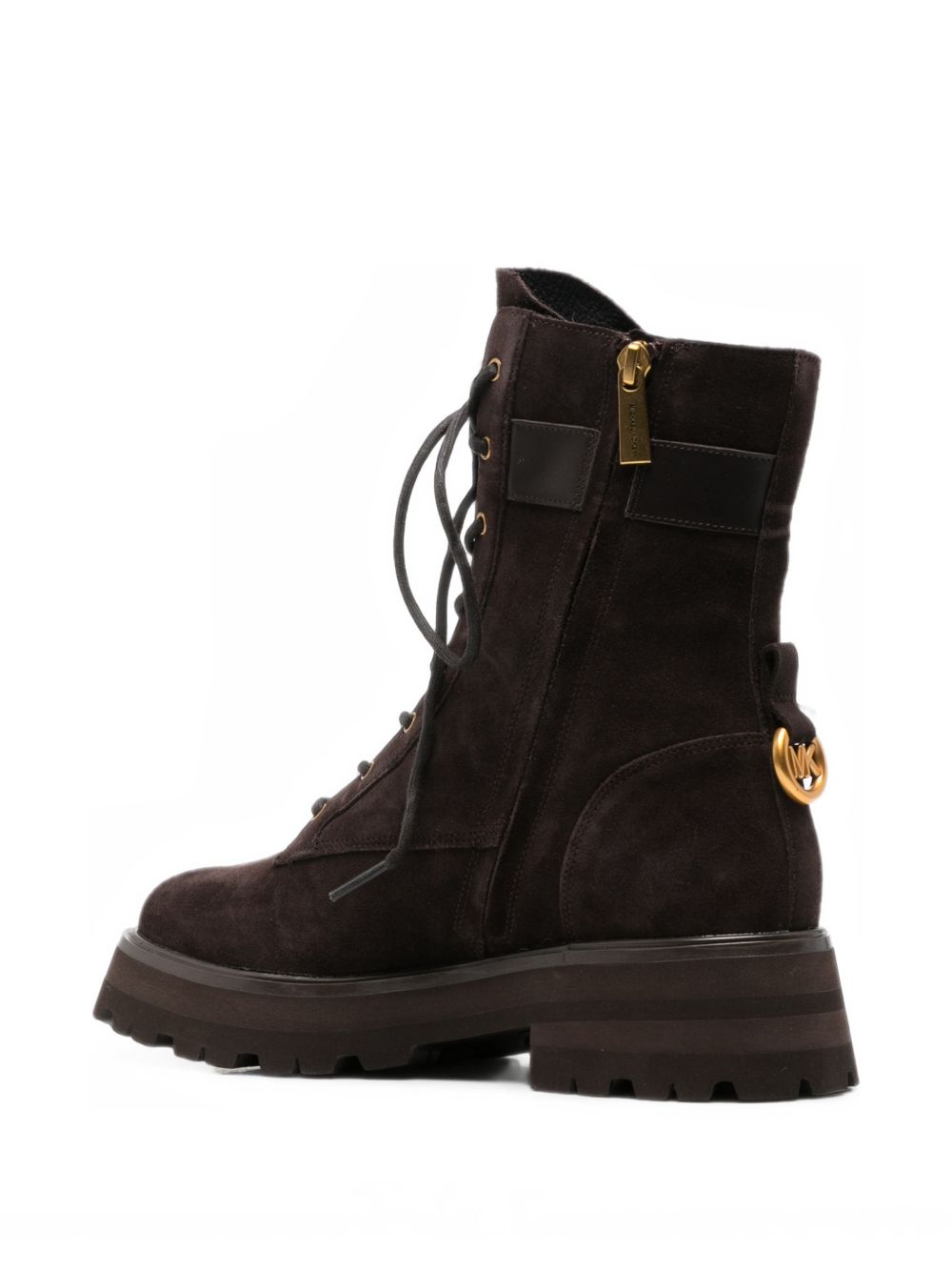 MICHAEL KORS Anfibi marrone scuro in pelle con lacci