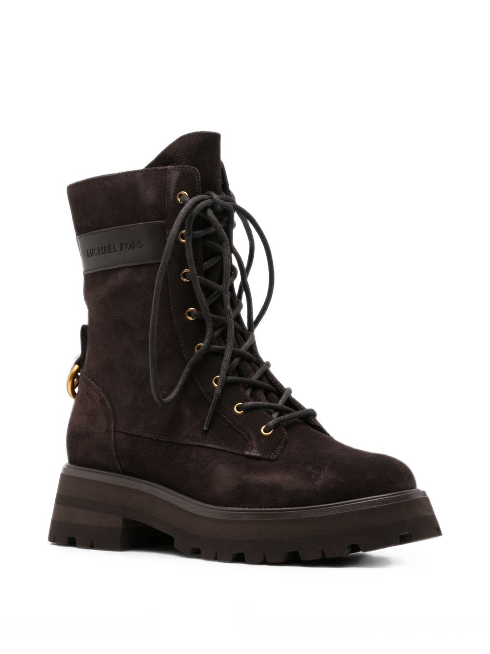 MICHAEL KORS Anfibi marrone scuro in pelle con lacci