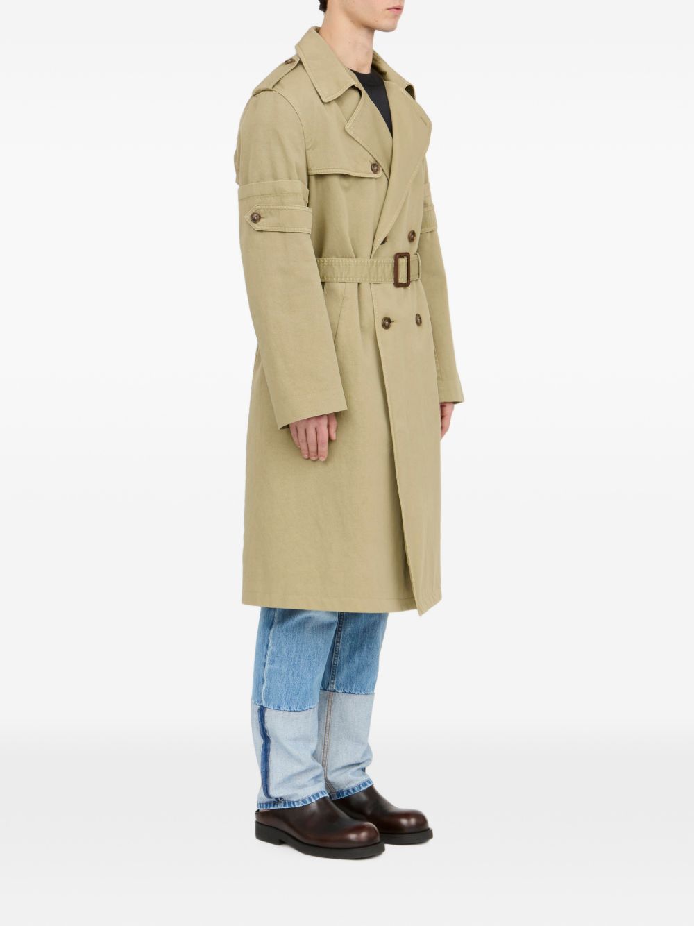 MM6 MAISON MARGIELA Trench impermeabile beige con cintura in vita