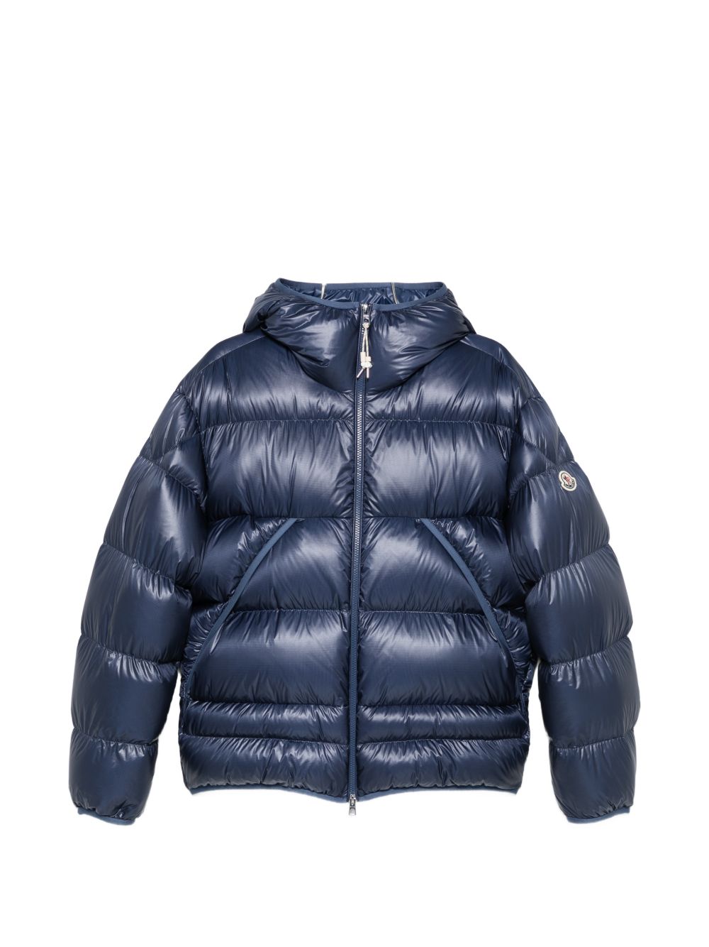 MONCLER Piumino corto ANAPO con tasche e cappuccio blu
