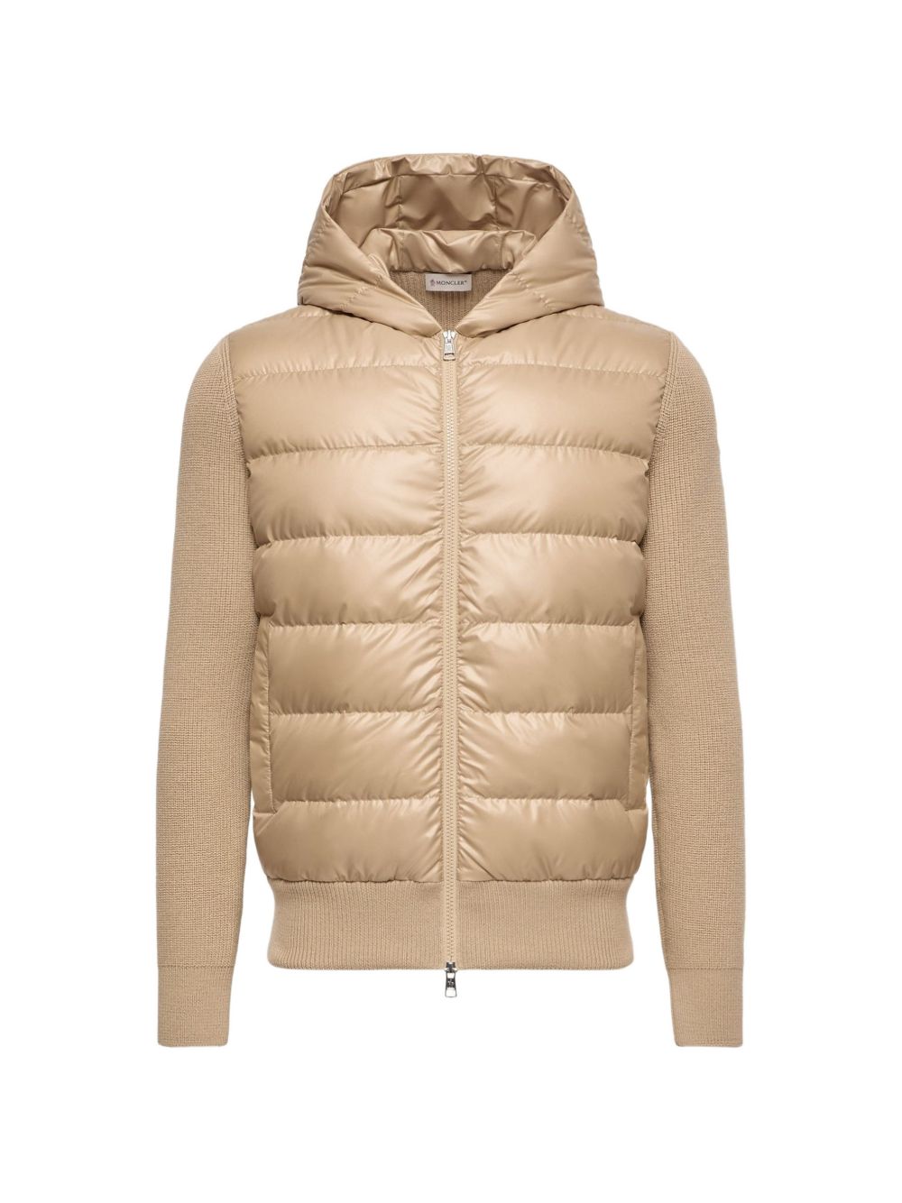 MONCLER Giacca bomber beige kaki imbottita con tasche laterali