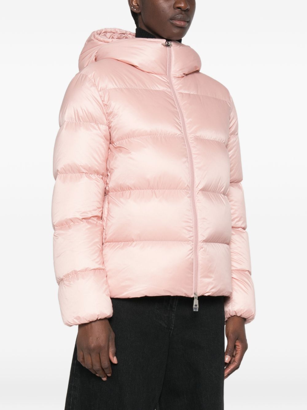 MONCLER Piumino corto FELIGULE con tasche e cappuccio rosa cipria