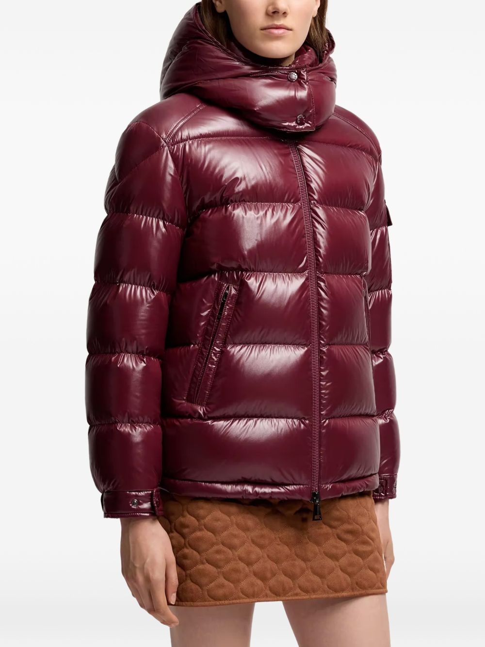 MONCLER Piumino Maire rosso rubino con cappuccio