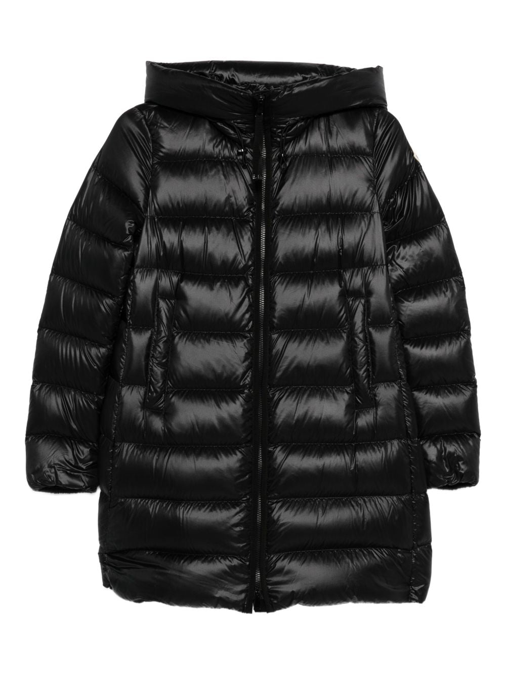 MONCLER Piumino lungo SUYENNE LONG PARKA con cappuccio e tasche nero