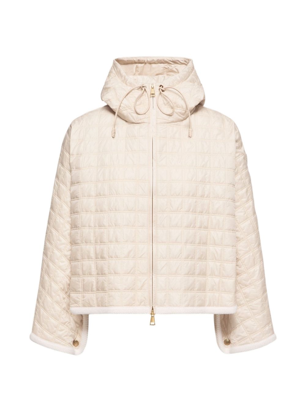 MONCLER Cappa trapuntata leggera beige chiaro con cappuccio