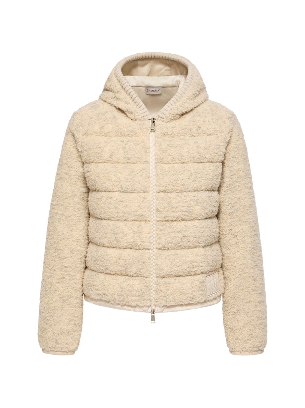 MONCLER Giacca in fur con cappuccio crema