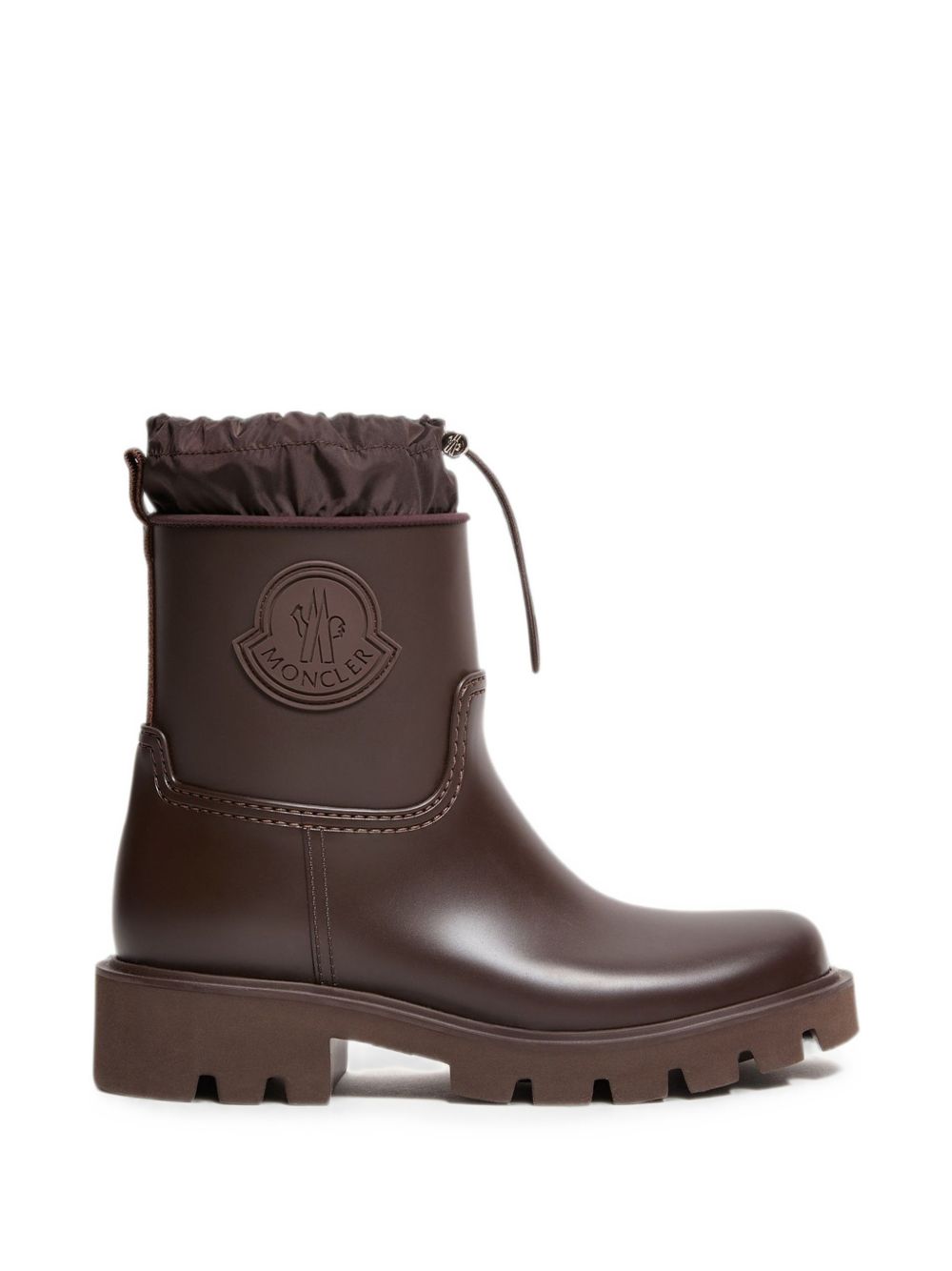MONCLER Stivaletti Kickstream Rain Boots marroni in gomma da pioggia con coulisse