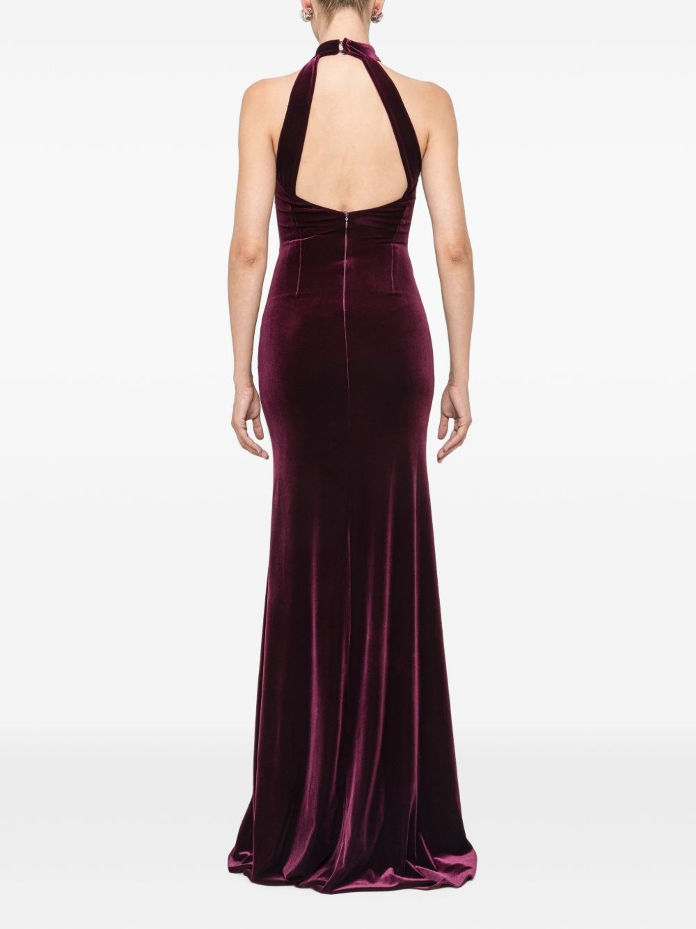 NISSA Abito lungo bordeaux con scollo all'americana