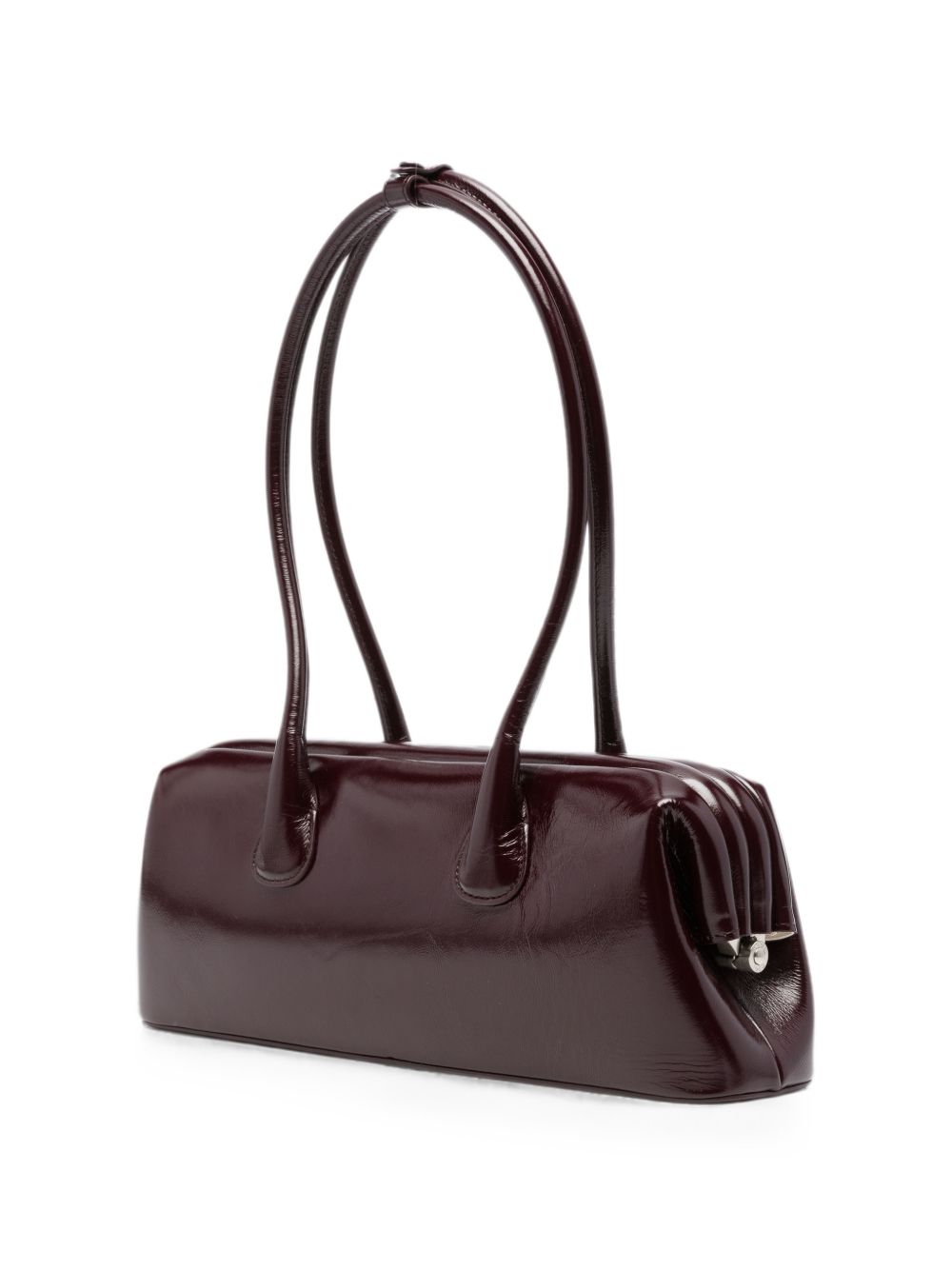 OSOI Borsa a spalla Boat Wide in pelle lucida bordeaux