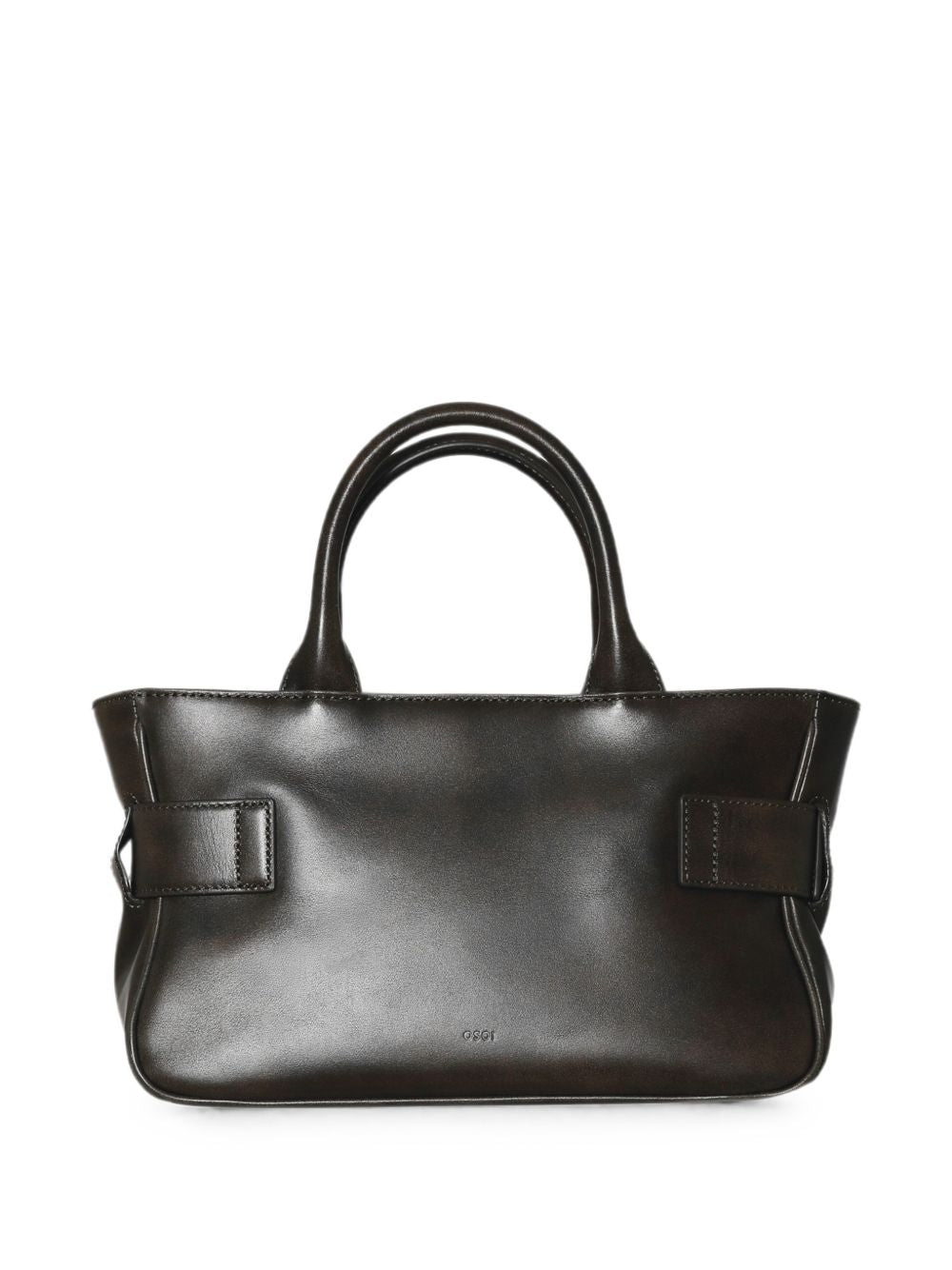 OSOI Tote Brocle Mini in pelle lucida marrone scuro dal