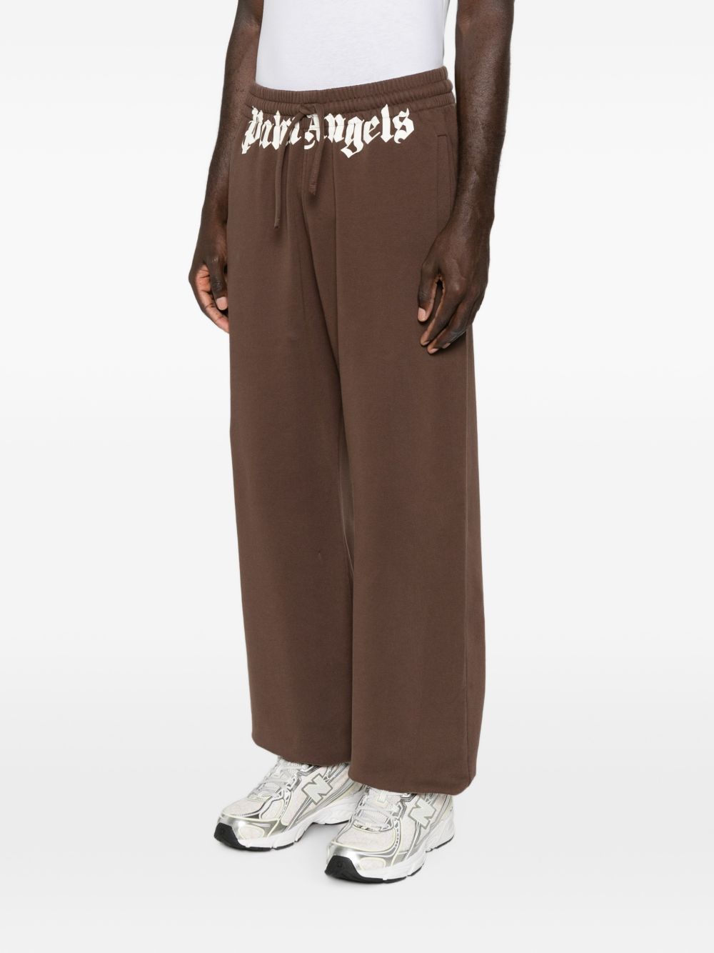 PALM ANGELS Pantaloni della tuta casual marroni con logo in vita