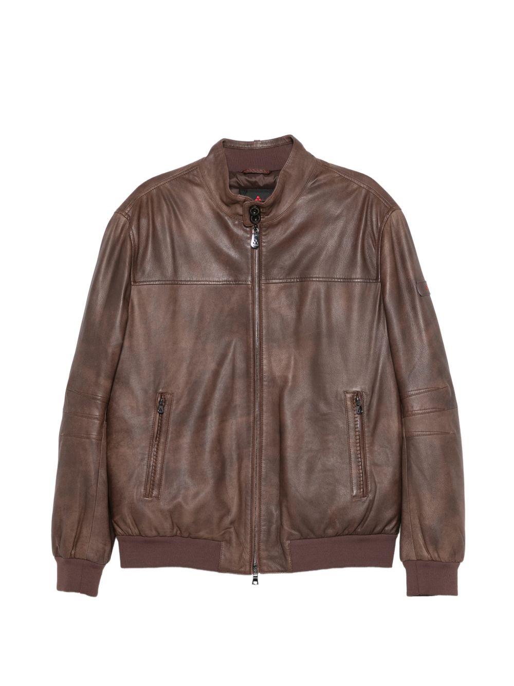 PEUTEREY Giacca in pelle marrone Fionia con tasche